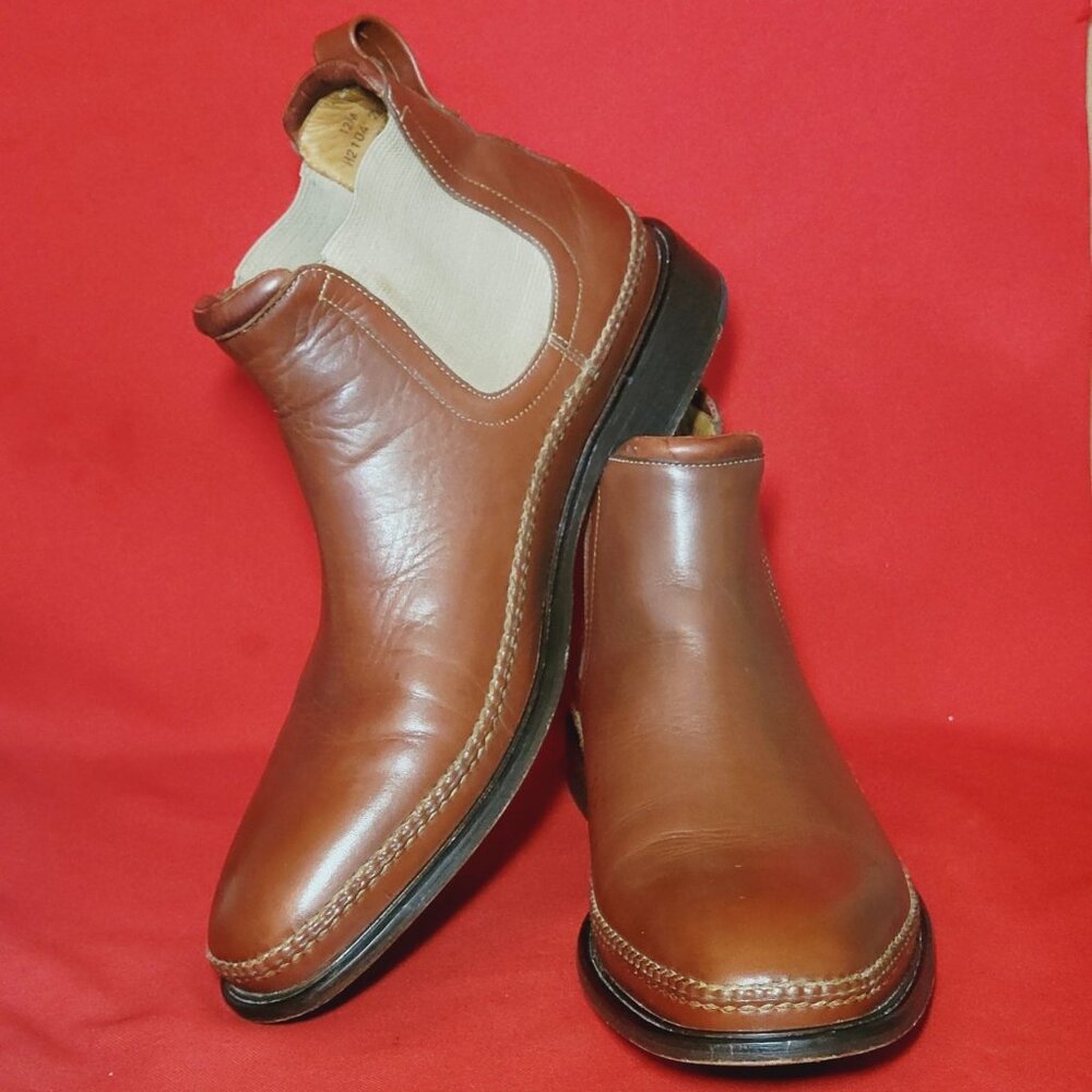 HS Trask Mens Brown Leather Chelsea Ankle  Boots Size 12M